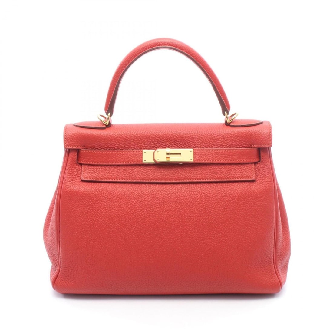 Hermes Kelly 28 Vermilion, 2-way handbag, Togo leather, red.