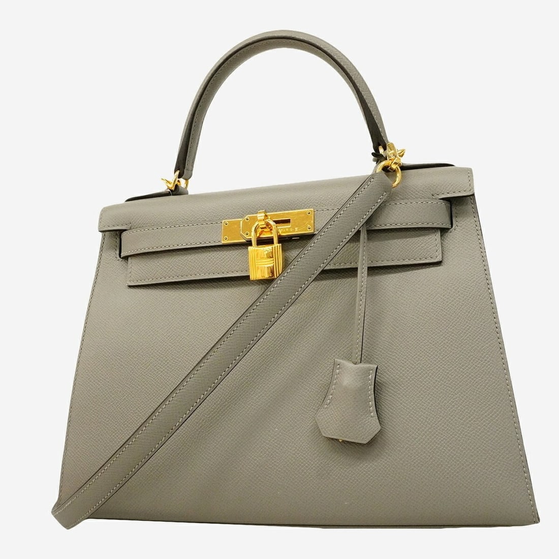 Hermes Kelly 28 Handbag, Veau Epsom Leather, Gris Mouette, X Stamp, 2-way Bag for Women, P3142618