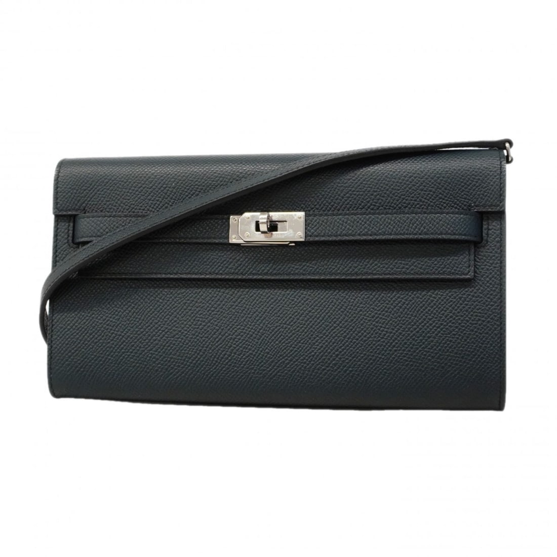 Hermes Kelly To Go Verso Wallet/Shoulder Wallet, Veau Epsom Leather, Black/Blue Nuit, Y Stamp,: --- Catalog ---Category: SizeSize (HxWxD): 11.5cm x 20.5cm x 3.5cm / 4.52'' x 8.07'' x 1.37''Category: DesignType: Chain/Shoulder walletColor: Black, Blue nuitGender: WomenMaterial: Epsom leather Cate