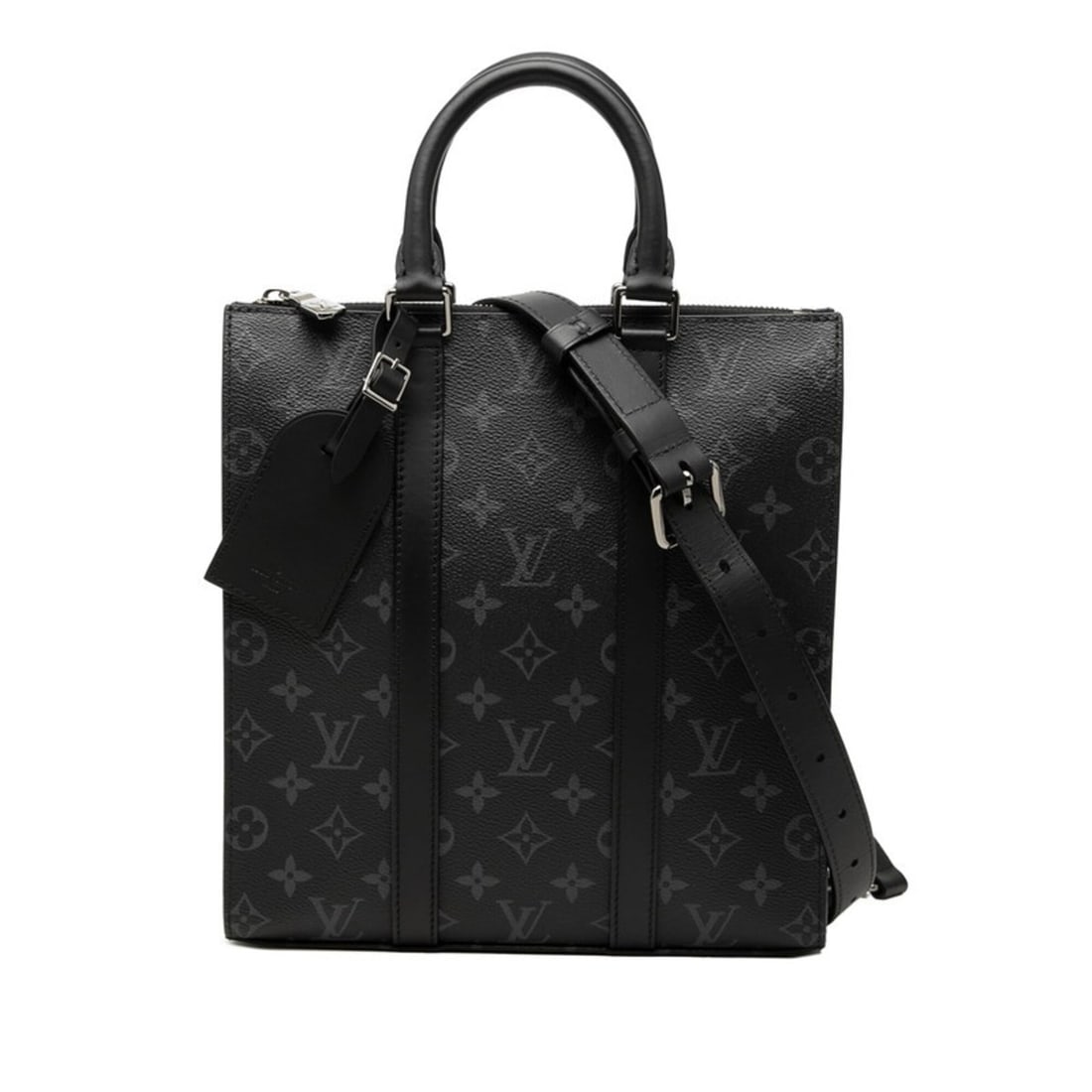 Louis Vuitton Monogram Eclipse Sac Plat Cross Handbag Shoulder Bag 2WAY M46098 Black Leather Men's (1 of 8)