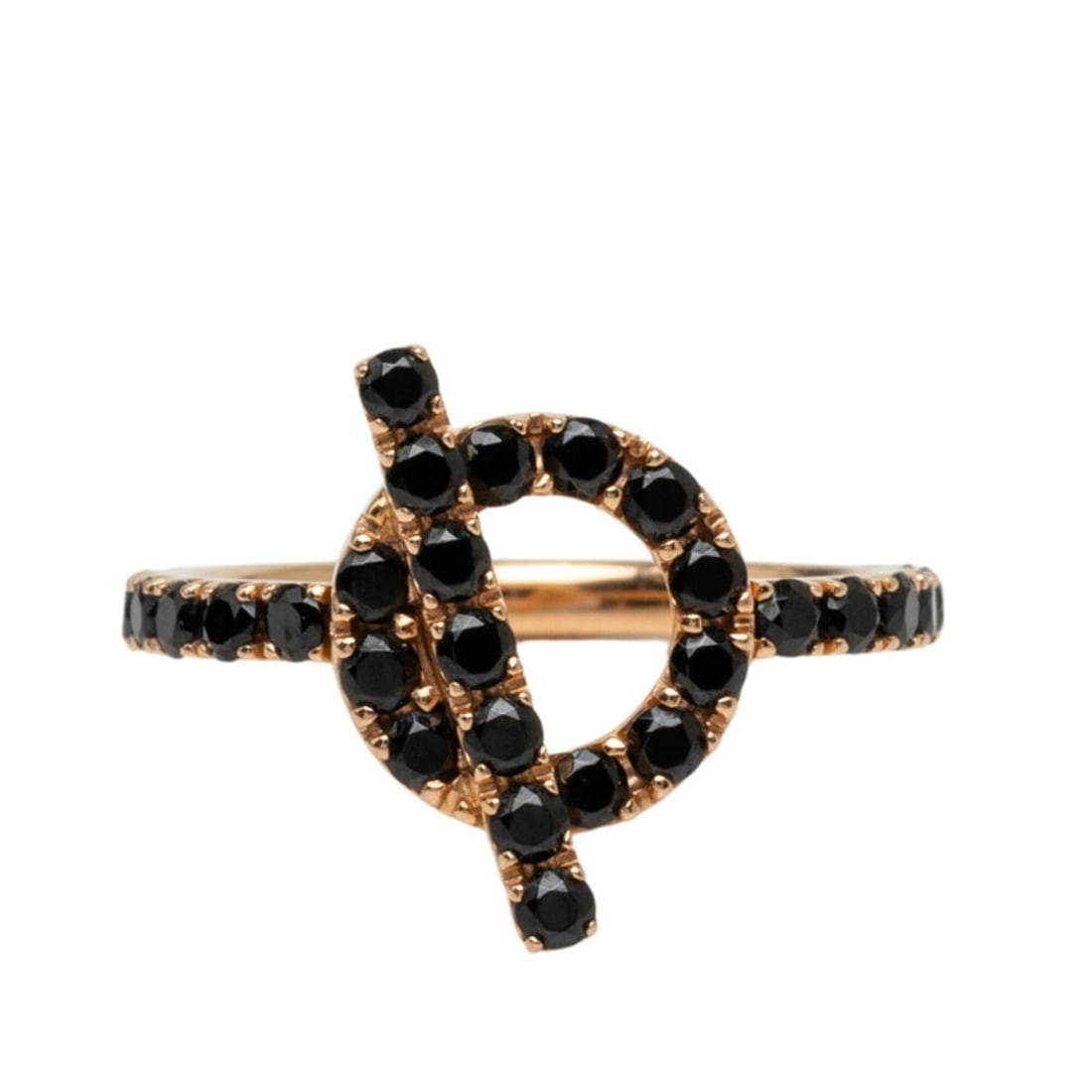 Hermes 18KPG Pink Gold Black Spinel Finesse Ring, Size #50, Women's: --- Catalog ---Category: SizeJP Size: 8.5US Size: 4.5Category: DesignType: Band ringGender: WomenMaterial: Pink gold (18K)Category: GeneralBrand: Hermes--- Item List ---Section: ConditionRanking: Rank