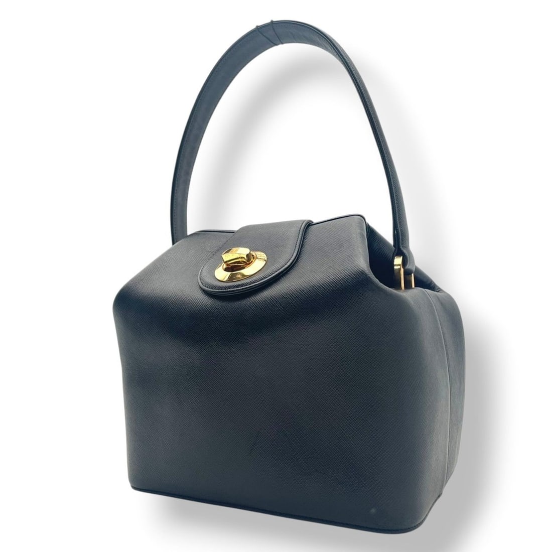 GIVENCHY Turnlock Leather Handbag Vanity Bag Black Gold Hardware Women's S81 (1 of 19)