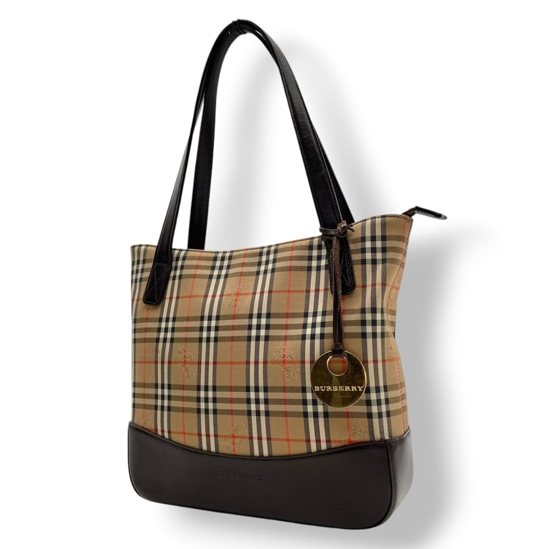 BURBERRY Haymarket Check Nova Shadow Horse Tote Bag, Handbag, Shoulder Canvas Leather, Beige Brown: --- Catalog ---Category: SizeSize (HxWxD): 24cm x 29cm x 7cm / 9.44'' x 11.41'' x 2.75''Category: DesignType: Handbag, Tote bagColor: Beige, BrownGender: WomenMaterial: Canvas , Leather Category: Gene