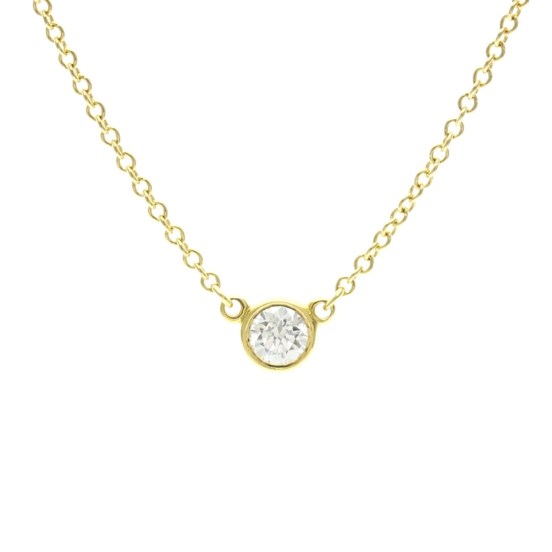 Tiffany By The Yard Necklace Yellow Gold (18K) Diamond Men,Women Fashion Necklace (Gold): --- Catalog ---Category: SizeWeight: 1.8g / 0.06oz.Pendant Size: 4.3mm x 4.3mm / 0.16'' x 0.16''Neck Circumference: 38 cm / 14.96''Category: DesignColor: GoldMetal: GoldStone: DiamondStyle: FashionGen