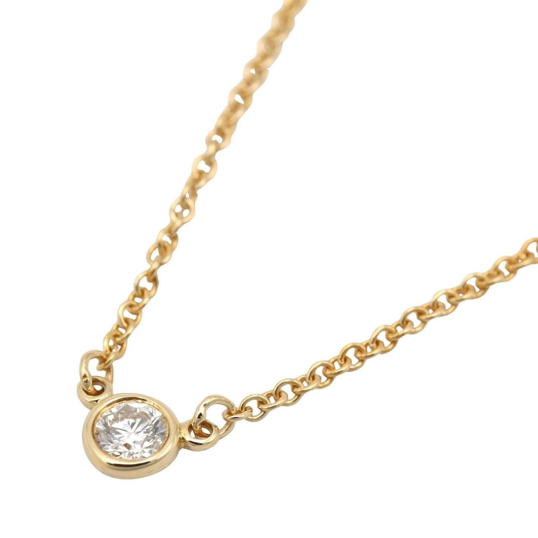 Tiffany & Co. By the Yard Necklace, 18K (Yellow Gold) Diamond Women's, Clear/Gold Tone: --- Catalog ---Category: SizePendant Size: 3.7mm x 3.7mm / 0.14'' x 0.14''Neck Circumference: 40.5 cm / 15.94''Category: DesignColor: Clear, GoldGender: WomenMaterial: Yellow gold (18K)Necklace Type: 