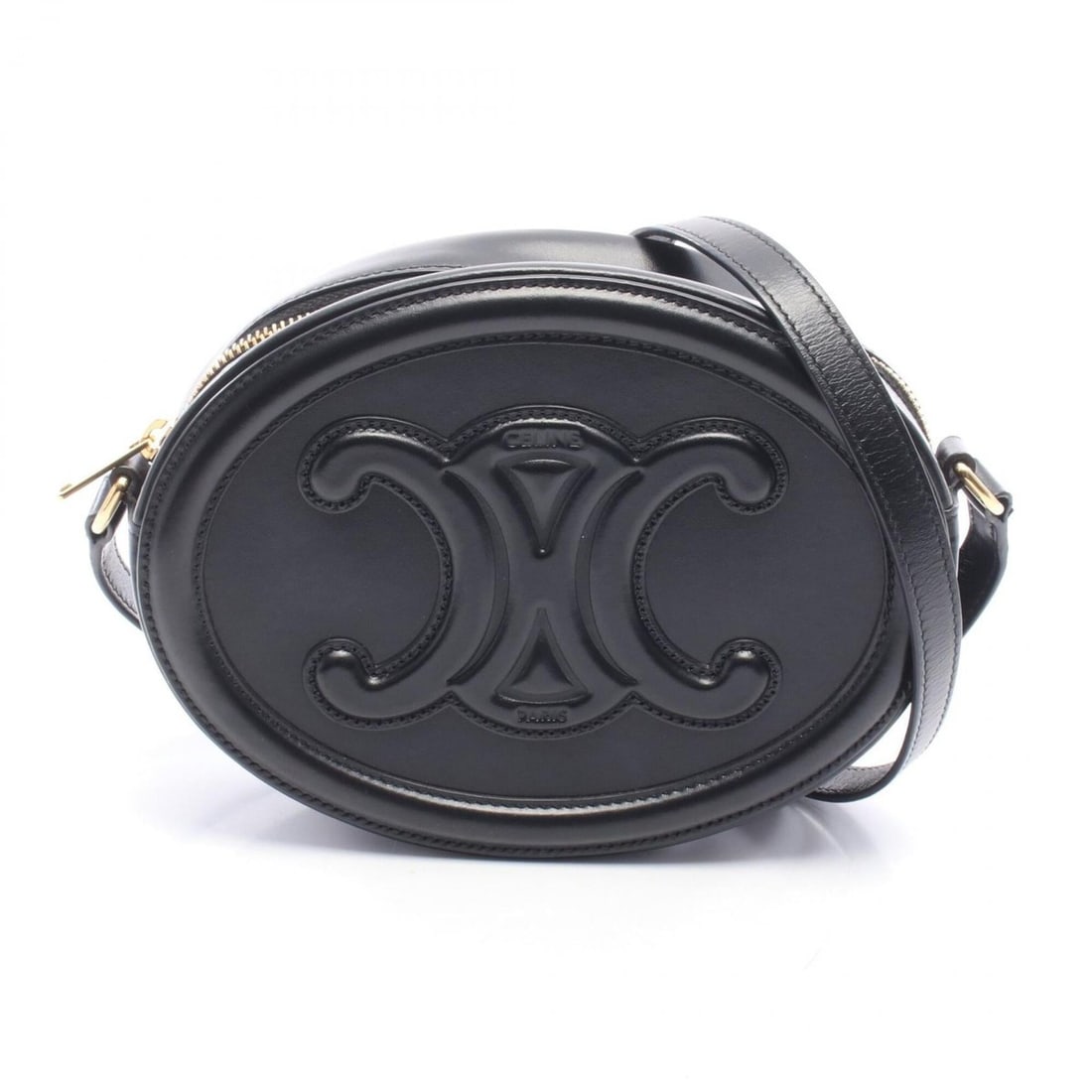 Celine Cuile Triomphe Oval Shoulder Bag/Handbag, Leather, Women's, Black, 198603DXC: --- Catalog ---Category: SizeSize (HxWxD): 15cm x 20cm x 6cm / 5.9'' x 7.87'' x 2.36''Category: DesignType: Handbag, Shoulder bagColor: BlackGender: WomenMaterial: Leather Category: GeneralMPN: 198603