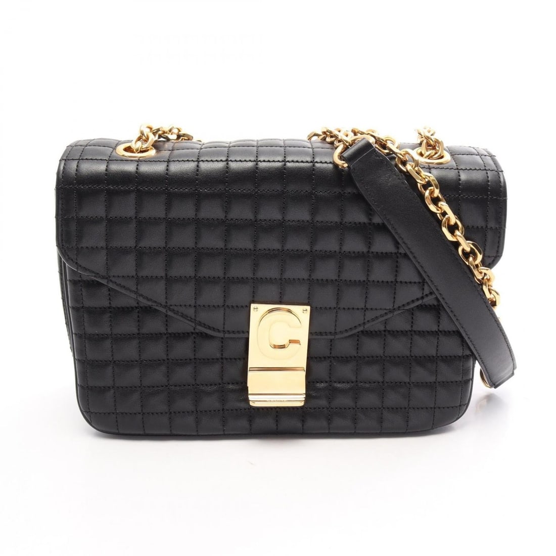 Celine C Medium Shoulder Bag Handbag Leather Women's Black 187253BFC.38NO (1 of 15)