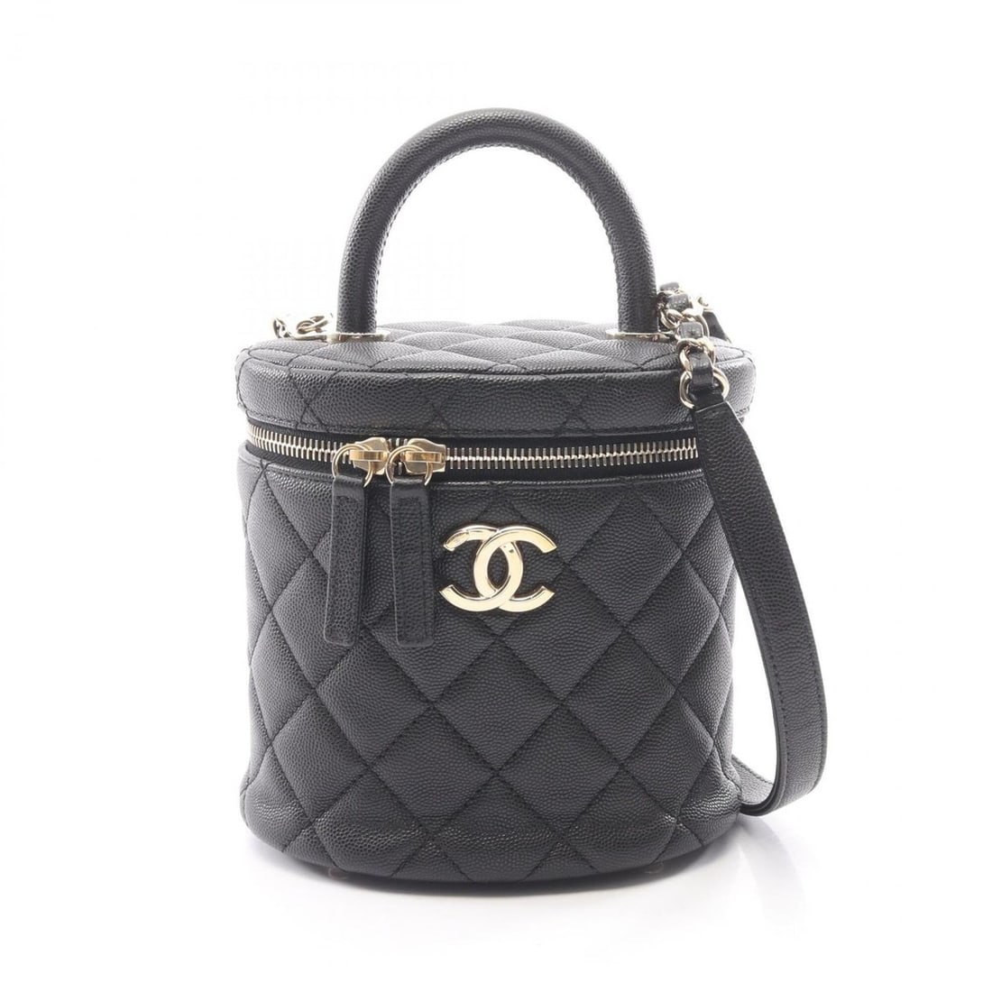 Chanel Matelassé 2-Way Handbag, Caviar Leather (Grained Calfskin), Women's, Black: --- Catalog ---Category: SizeSize (HxWxD): 15cm x 16cm x 10cm / 5.9'' x 6.29'' x 3.93''Category: DesignType: HandbagColor: BlackGender: WomenMaterial: Grained Calfskin Category: GeneralBrand: Chanel--