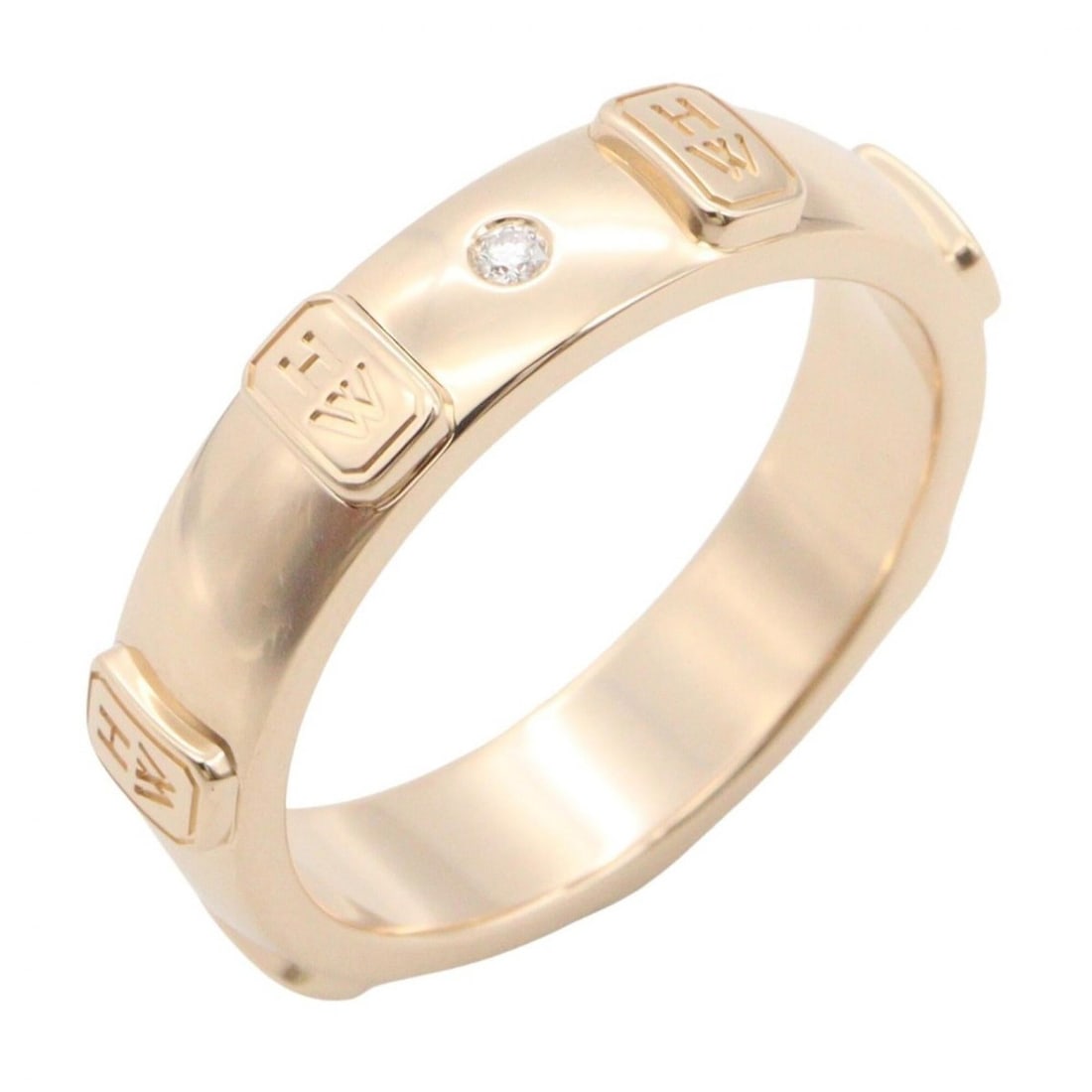 Harry Winston HW Logo Band Ring 1PD - 18KPG (Pink Gold) Diamond Women's Gold Tone Clear: --- Catalog ---Category: SizeJP Size: 11US Size: 6Category: DesignType: Band ringColor: Clear, GoldGender: WomenMaterial: Pink gold (18K)Category: GeneralBrand: Harry Winston--- Item List ---Section: 