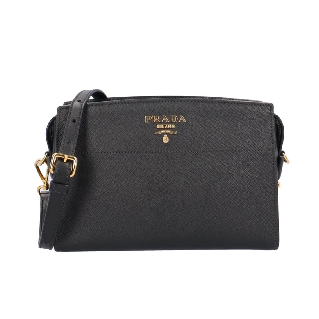 Prada Saffiano Shoulder Bag, Handbag, Leather, 1BH104, Black, Women's, PRADA, Used: --- Catalog ---Category: SizeWeight: 500g / 1.1lb.Size (HxWxD): 16cm x 22.5cm x 9cm / 6.29'' x 8.85'' x 3.54''Strap Length: 121cm - 131cm / 47.63'' - 51.57''Category: DesignType: Handbag, Shoulder bag