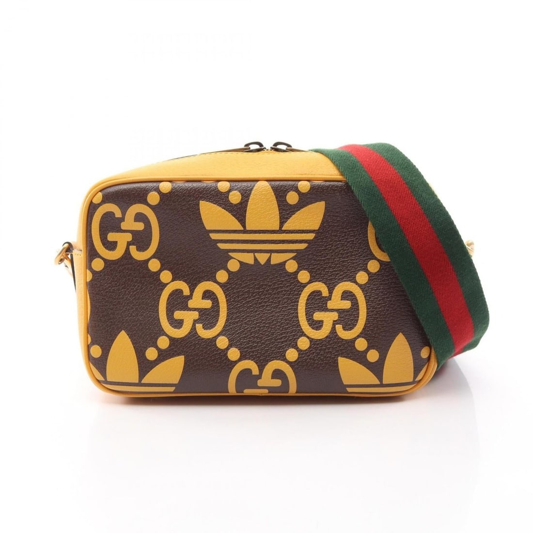 Gucci x adidas shoulder bag/handbag, leather, men's/women's, brown/yellow, 702427: --- Catalog ---Category: SizeSize (HxWxD): 16cm x 25cm x 8.5cm / 6.29'' x 9.84'' x 3.34''Category: DesignType: Handbag, Shoulder bagColor: Brown, YellowGender: Men,WomenMaterial: Leather Category: Gen
