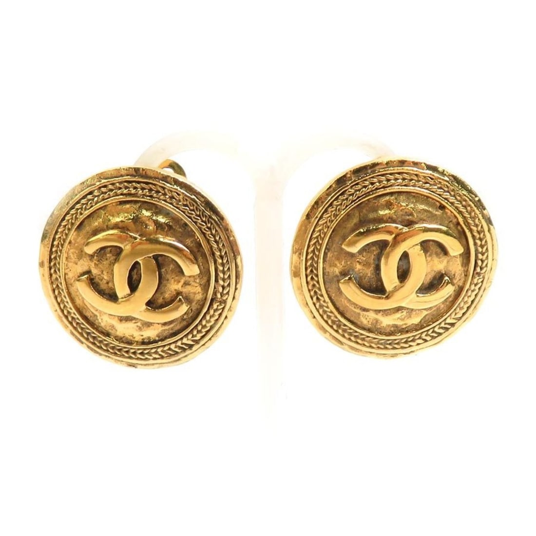 Chanel earrings, Coco Mark design, metal, gold, women's, e62133j (1 of 11)