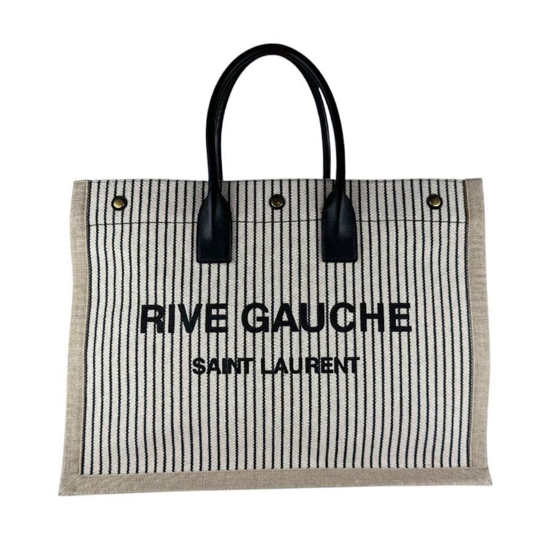 Saint Laurent SAINT LAURENT Tote Bag Handbag Rive Gauche Canvas Leather Black Beige Ivory Men's: --- Catalog ---Category: SizeSize (HxWxD): 34cm x 47cm x 17cm / 13.38'' x 18.5'' x 6.69''Category: DesignType: Handbag, Tote bagColor: Beige, Black, IvoryGender: Men,WomenMaterial: Canvas , Leather Ca
