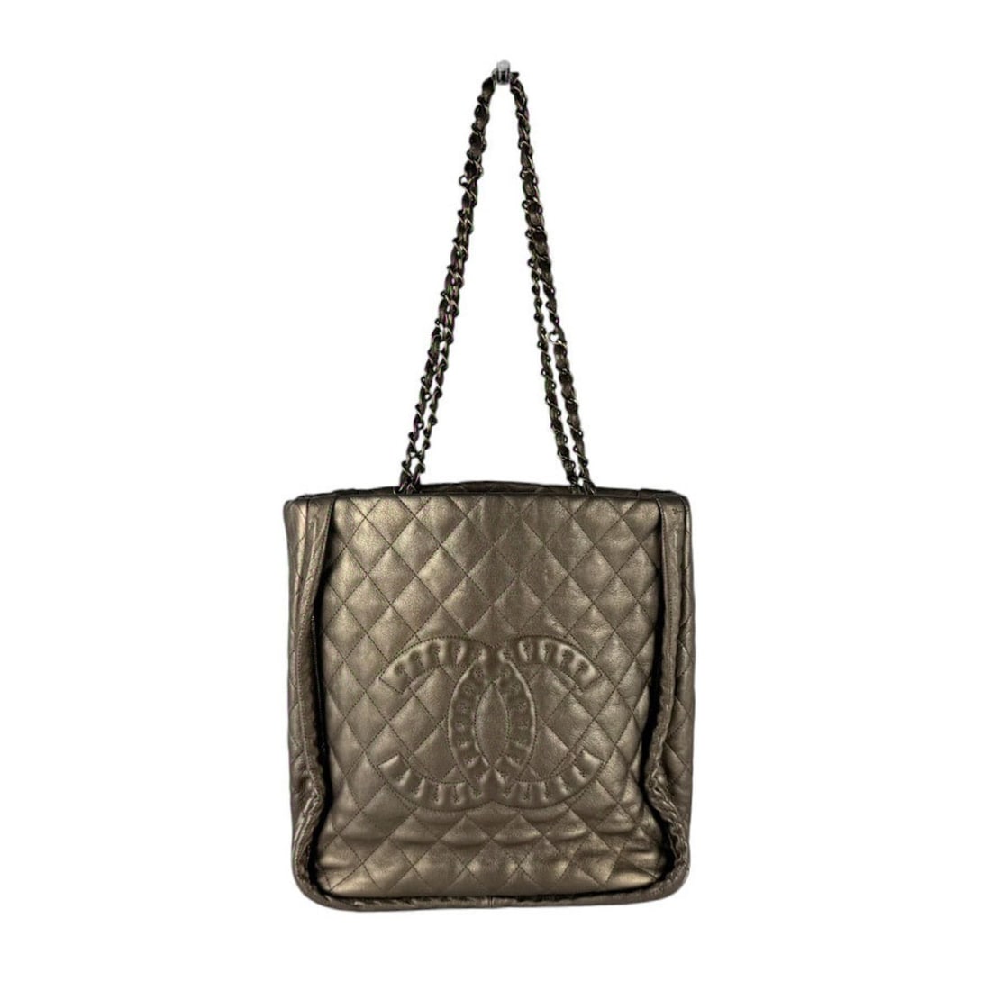 Chanel CHANEL Shoulder Bag Leather Metallic Khaki Gold Women's z10654: --- Catalog ---Category: SizeSize (HxWxD): 26cm x 25cm x 15cm / 10.23'' x 9.84'' x 5.9''Category: DesignType: Shoulder bagColor: Gold, Khaki, MetallicGender: WomenMaterial: Leather Category: GeneralBr
