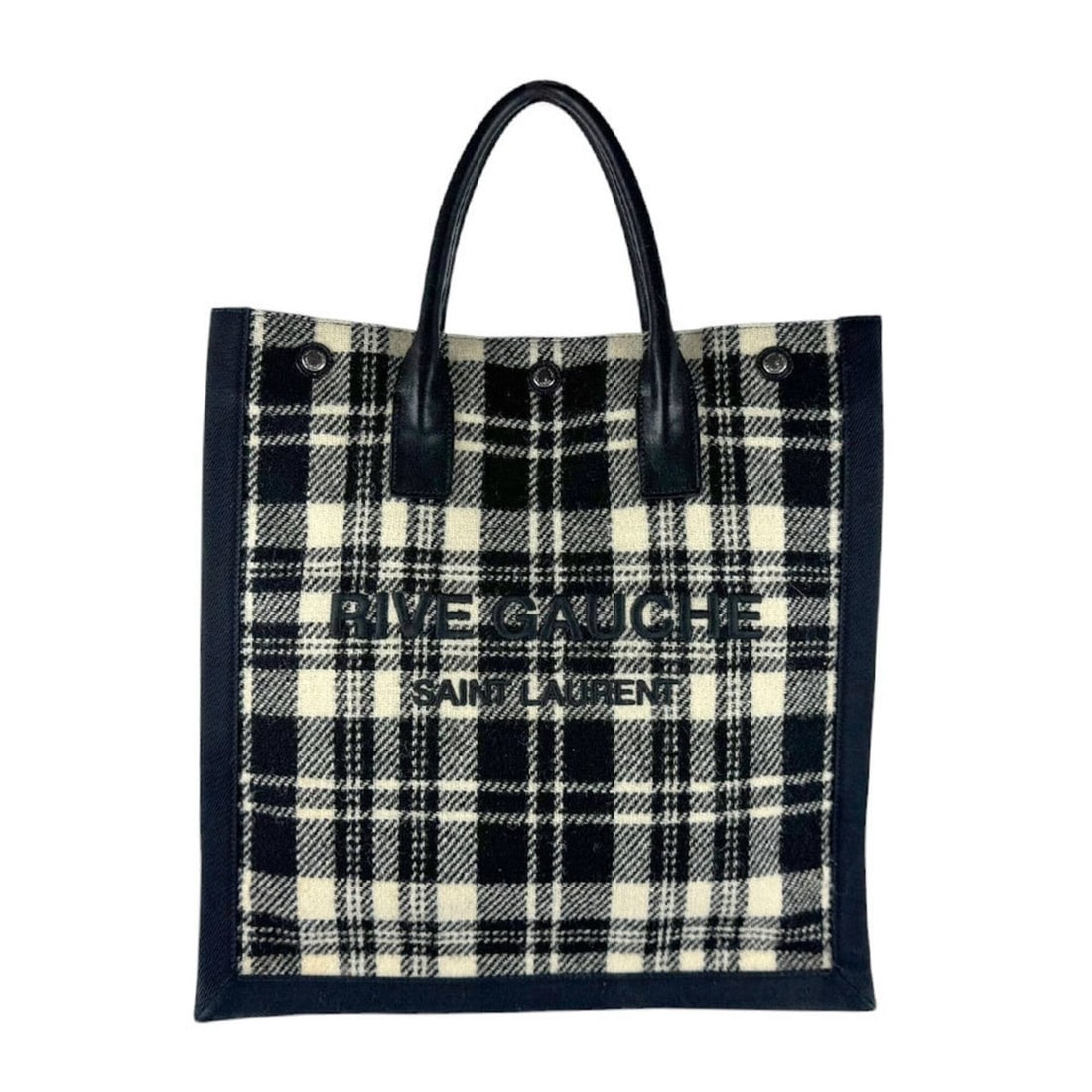 Saint Laurent SAINT LAURENT Tote Bag Handbag Rive Gauche Noé N S Leather Cotton Black White Men's (1 of 13)