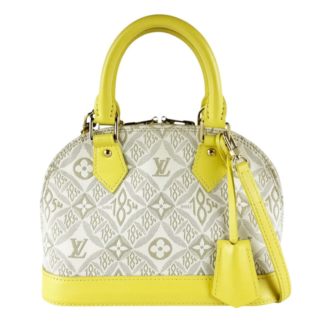 Louis Vuitton Alma BB Handbag/Shoulder Bag, SINCE1854, Canvas/Leather, Light Greige/Yellow/Gold,: --- Catalog ---Category: SizeSize (HxWxD): 18cm x 24cm x 12cm / 7.08'' x 9.44'' x 4.72''Category: DesignType: Handbag, Shoulder bagColor: Grayish, YellowGender: WomenMaterial: Canvas , Leather Categor