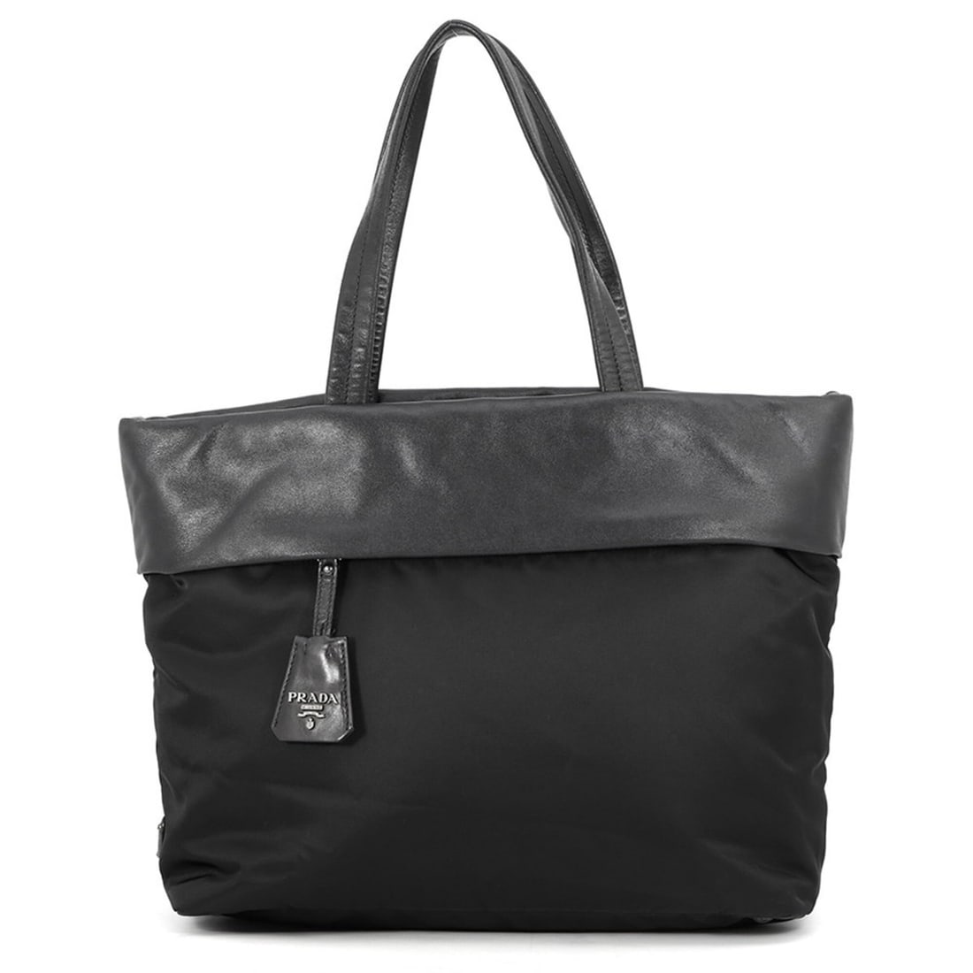 Prada tote bag, nylon and leather, black, handbag, PRADA (1 of 16)