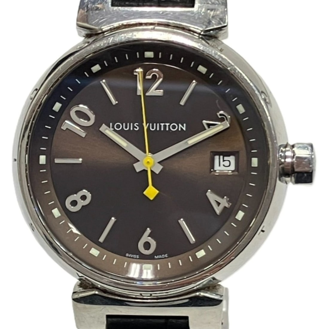 Louis Vuitton Tambour Q1311 Watch, Total Weight 49.5g, Stainless Steel, Genuine Leather Strap,: --- Catalog ---Category: SizeWrist Size: 13.5cm - 19.5cm / 5.31'' - 7.67''Case Diameter: 35mm / 1.38''Category: DesignType: WristwatchGender: Women,MenColor (Dial): BrownMaterial (Band):