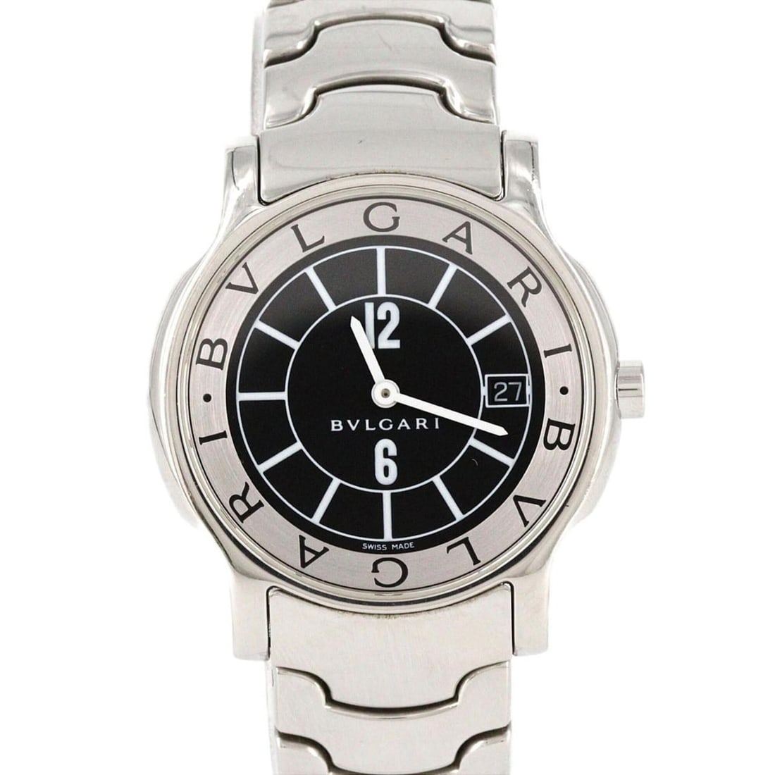 Bulgari Solotempo ST35S Stainless Steel Quartz Watch: --- Catalog ---Category: SizeWrist Size: 15.5cm / 6.1''Case Diameter: 35mm / 1.38''Category: DesignType: WristwatchGender: MenColor (Dial): BlackMaterial (Band): Stainless steelMaterial (Case): Stainl
