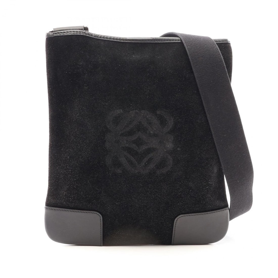 Loewe Anagram Shoulder Bag/Handbag, Suede Leather, Women's, Black