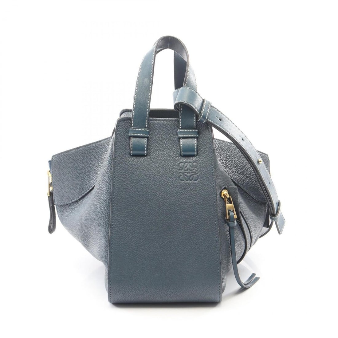 Loewe Hammock Small 2-Way Handbag, Leather, Women's, Navy