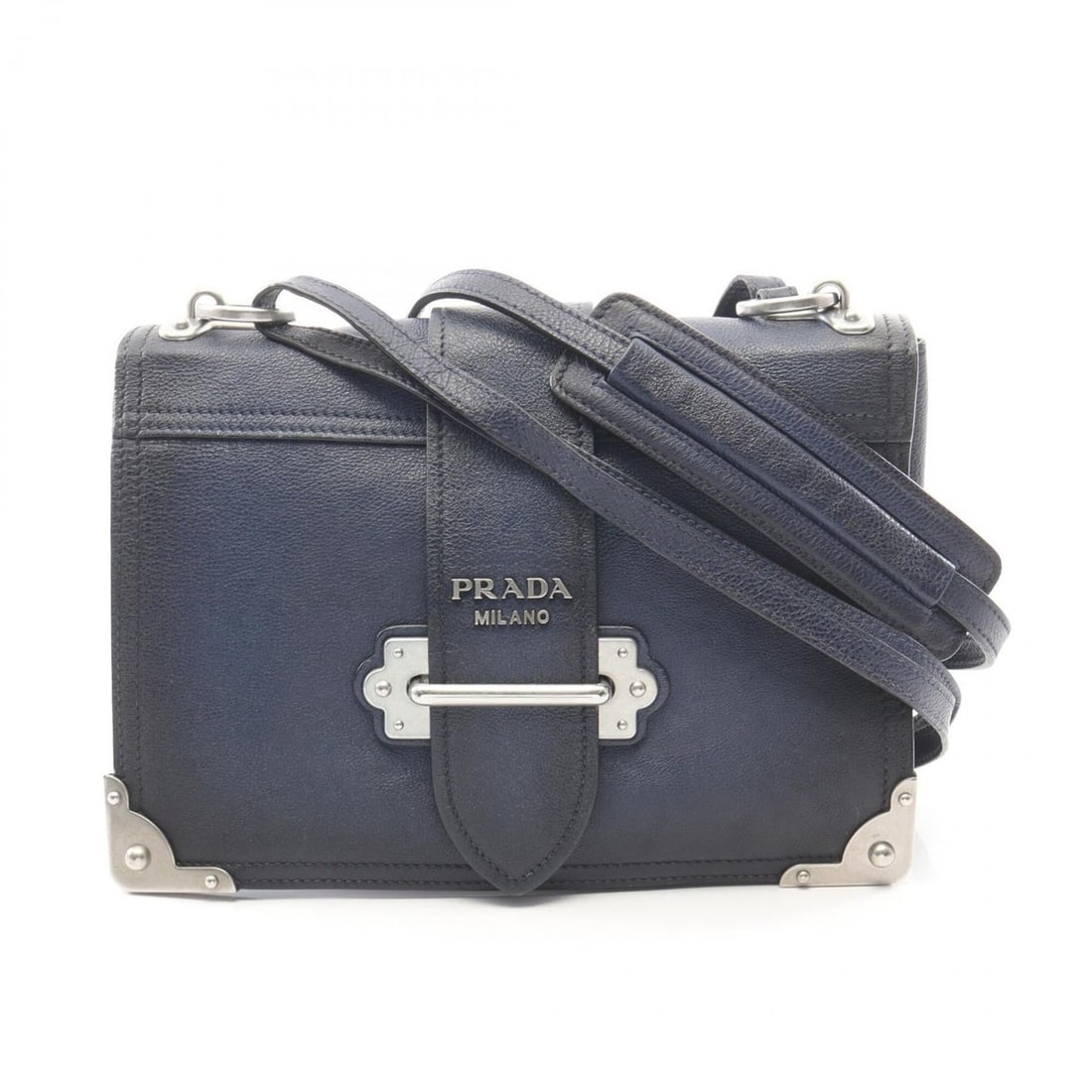 Prada Cahier 2-way Shoulder Bag/Handbag, Leather, Women's, Navy (1 of 14)