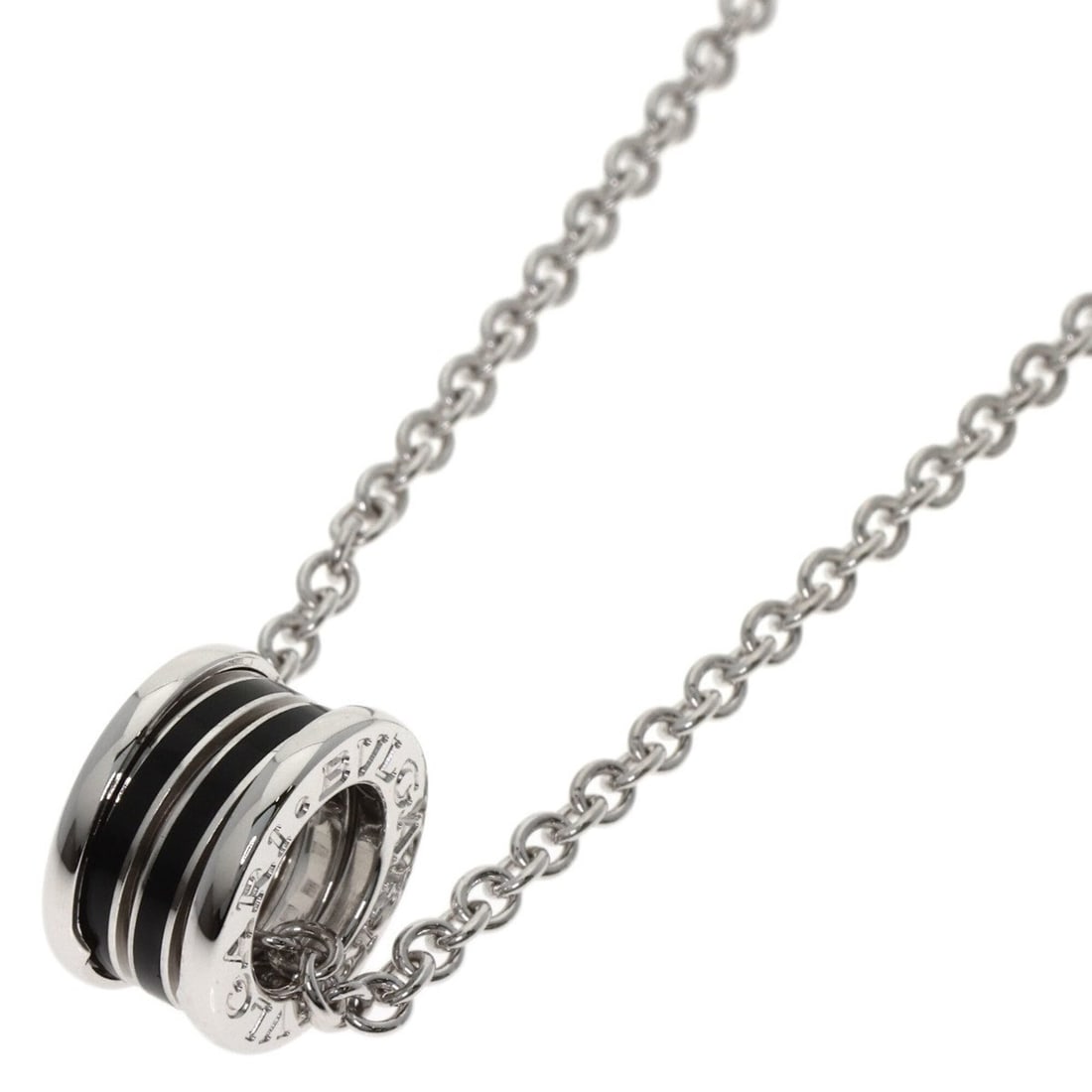 BVLGARI B-zero1 Black Lacquer Necklace 18K White Gold Women's