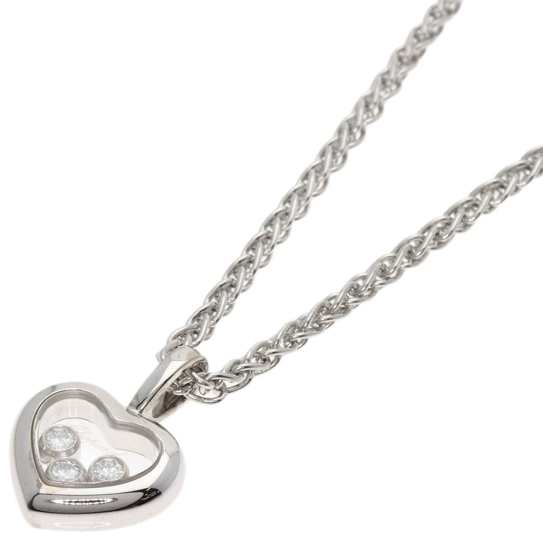 Chopard Happy Diamonds Heart Necklace 18K White Gold Women's: --- Catalog ---Category: SizeWidth: 1.9mm / 0.07''Weight: 11.9g / 0.41oz.Pendant Size: 17.2mm x 12mm / 0.67'' x 0.47''Neck Circumference: 42 cm / 16.53''Category: DesignStone: DiamondGender: WomenMate
