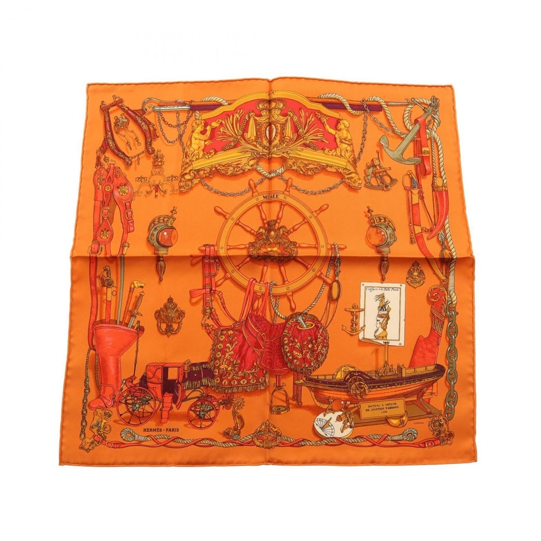 Hermes Petit Carré 45 MUSEE Scarf Muffler Silk Women's Orange: --- Catalog ---Category: SizeSize (LxW): 42cm x 42cm / 16.53'' x 16.53''Category: DesignType: ScarfColor: OrangeGender: WomenMaterial: Silk Category: GeneralBrand: Hermes--- Item List ---Section: Cond