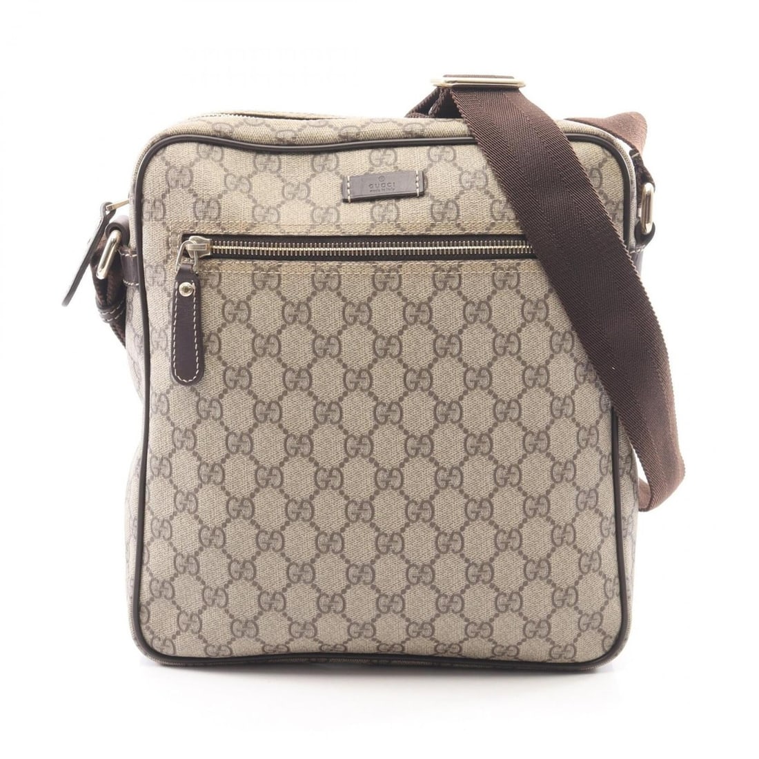 Gucci GG Supreme Shoulder Bag/Handbag, Coated Canvas and Leather, Women's, Beige/Brown, 201448: --- Catalog ---Category: SizeSize (HxWxD): 28cm x 25cm x 6.5cm / 11.02'' x 9.84'' x 2.55''Category: DesignType: Handbag, Shoulder bagColor: Beige, BrownGender: WomenMaterial: Canvas , Leather Category