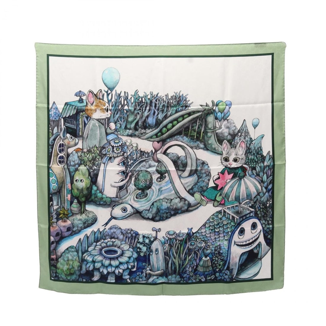 Gucci x Yuko Higuchi GG Pattern Scarf/Muffler, Silk, Women's, Green/Multicolor, 863477: --- Catalog ---Category: SizeSize (LxW): 86cm x 86cm / 33.85'' x 33.85''Category: DesignType: ScarfColor: Green, Multi-colorGender: WomenMaterial: Silk Category: GeneralMPN: 863477Brand: Gucci--- Item