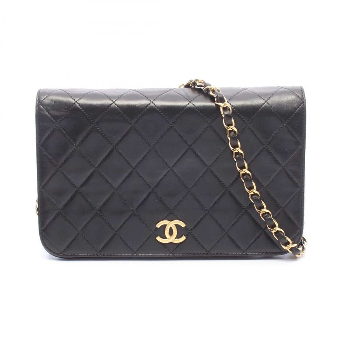 Chanel Matelassé Full Flap Shoulder Bag/Handbag, Lambskin Leather, Women's, Black: --- Catalog ---Category: SizeSize (HxWxD): 14cm x 23.5cm x 6cm / 5.51'' x 9.25'' x 2.36''Category: DesignType: Handbag, Shoulder bagColor: BlackGender: WomenMaterial: Leather Leather/Fur Type: Lambski