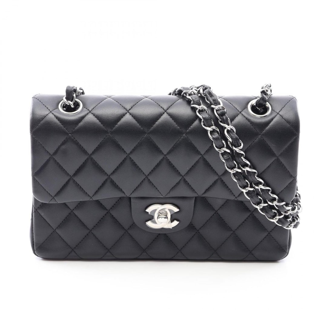 Chanel Matelassé Double Flap Shoulder Bag/Handbag, Lambskin Leather, Women's, Black (A01113)