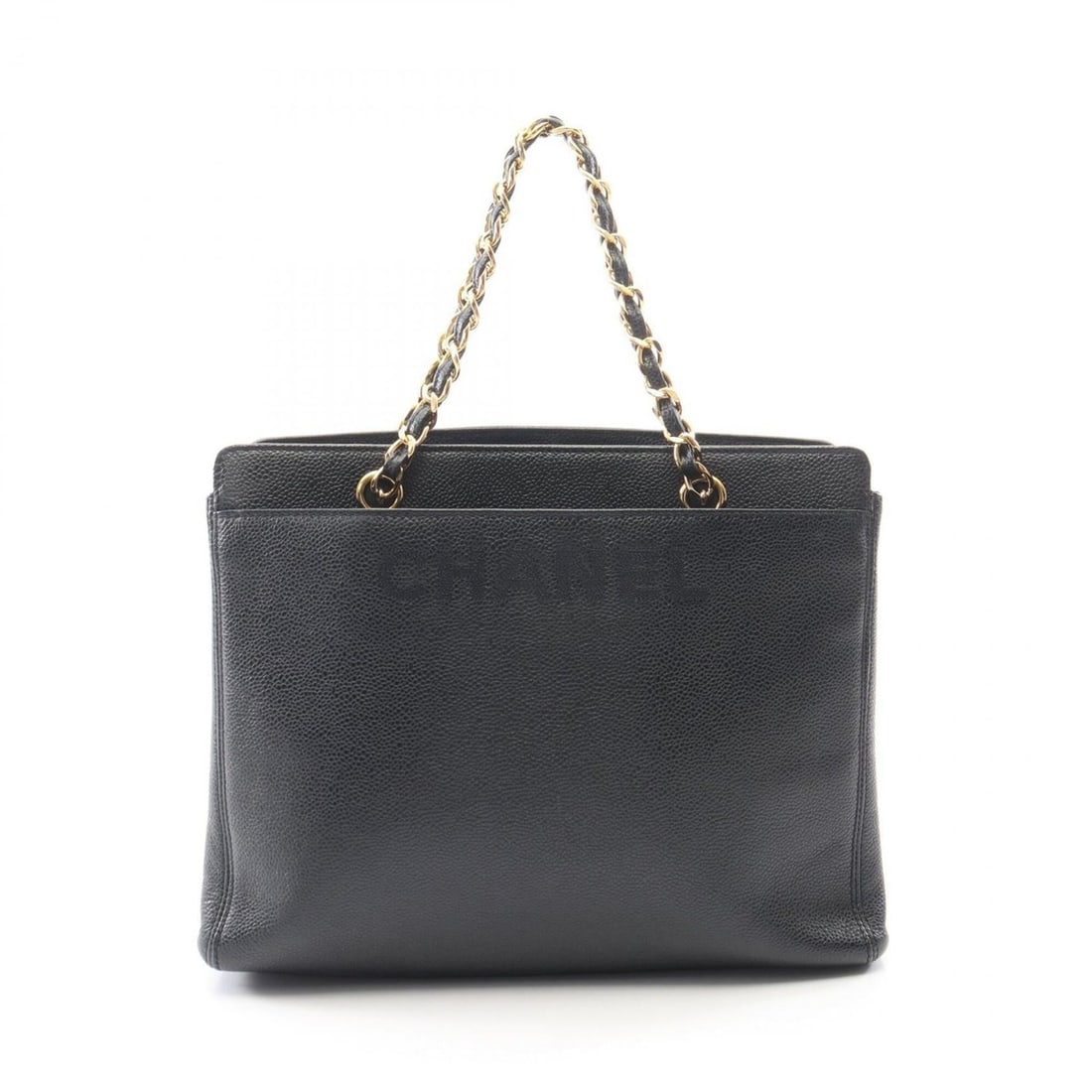 Chanel CHANEL Logo Embroidered Handbag, Caviar Leather (Grained Calfskin), Women's, Navy: --- Catalog ---Category: SizeSize (HxWxD): 24cm x 28.5cm x 10cm / 9.44'' x 11.22'' x 3.93''Category: DesignType: HandbagColor: NavyGender: WomenMaterial: Canvas Category: GeneralBrand: Chanel--- Item 