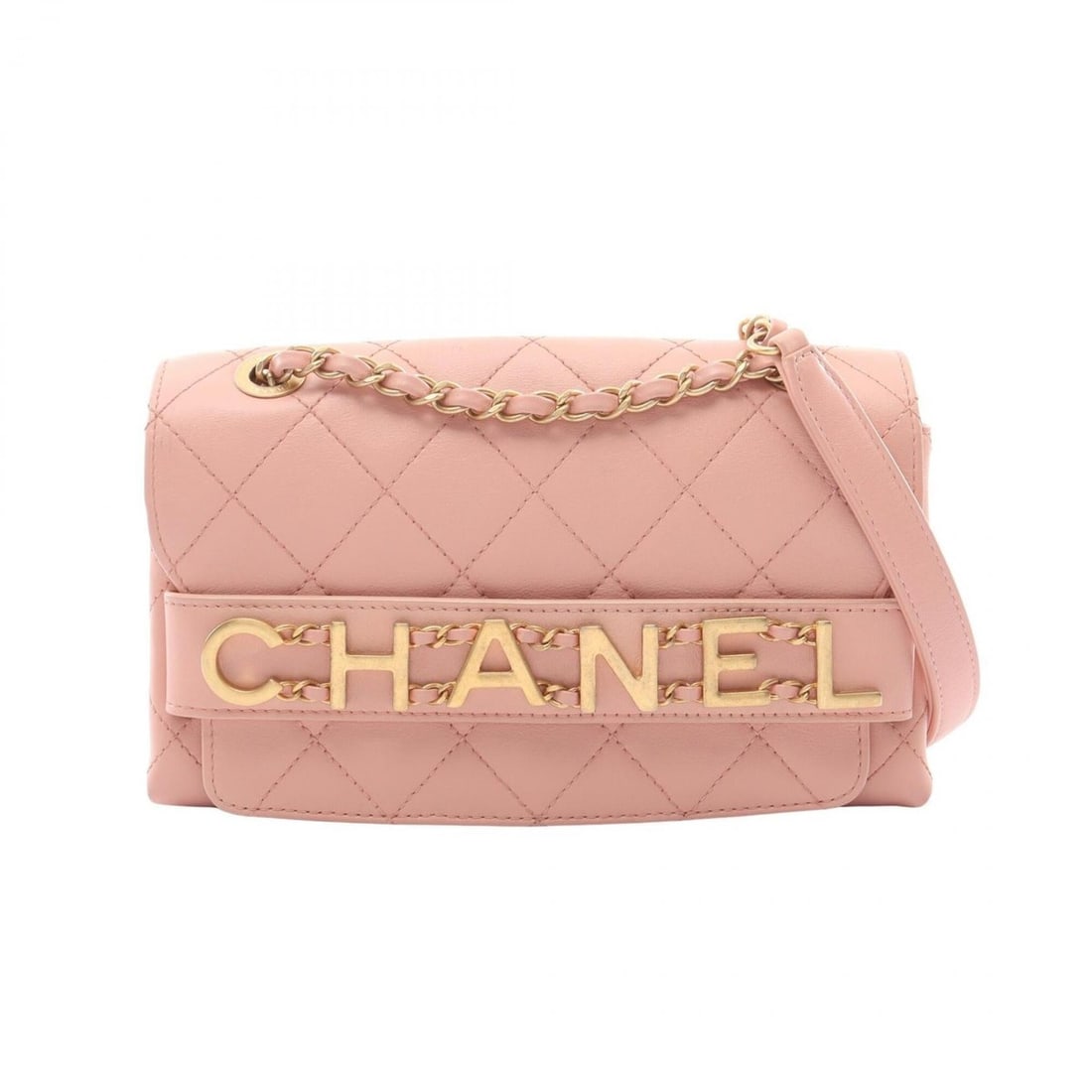 Chanel Matelassé Logo Shoulder Bag/Handbag, Lambskin Leather, Women's, Pink (AS4190): --- Catalog ---Category: SizeSize (HxWxD): 15.5cm x 21cm x 6cm / 6.1'' x 8.26'' x 2.36''Category: DesignType: Handbag, Shoulder bagColor: PinkGender: WomenMaterial: Leather Leather/Fur Type: LambskinC
