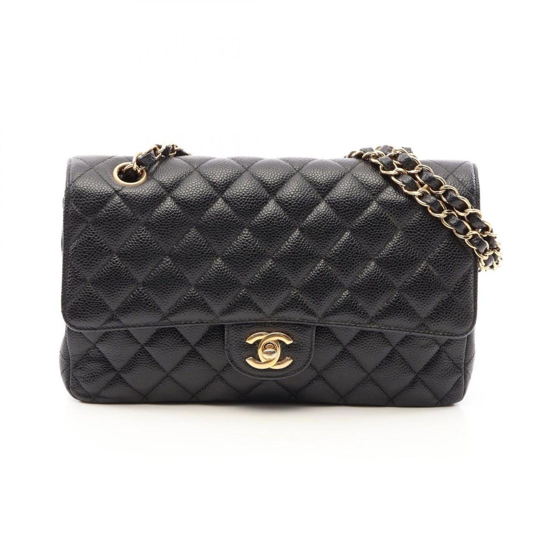 Chanel Matelassé Double Flap Shoulder Bag/Handbag, Caviar Leather (Grained Calfskin), Women's,: --- Catalog ---Category: SizeSize (HxWxD): 16cm x 25cm x 6.5cm / 6.29'' x 9.84'' x 2.55''Category: DesignType: Handbag, Shoulder bagColor: BlackGender: WomenMaterial: Grained Calfskin Category: Genera