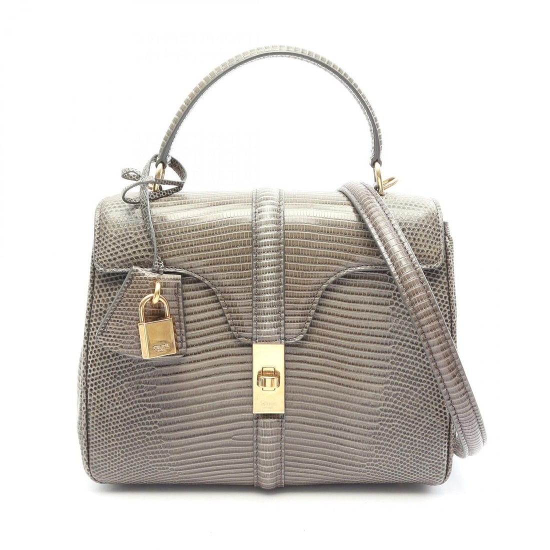 Celine CELINE 16 Seize Small 2-Way Handbag Leather Women's Khaki (1 of 10)