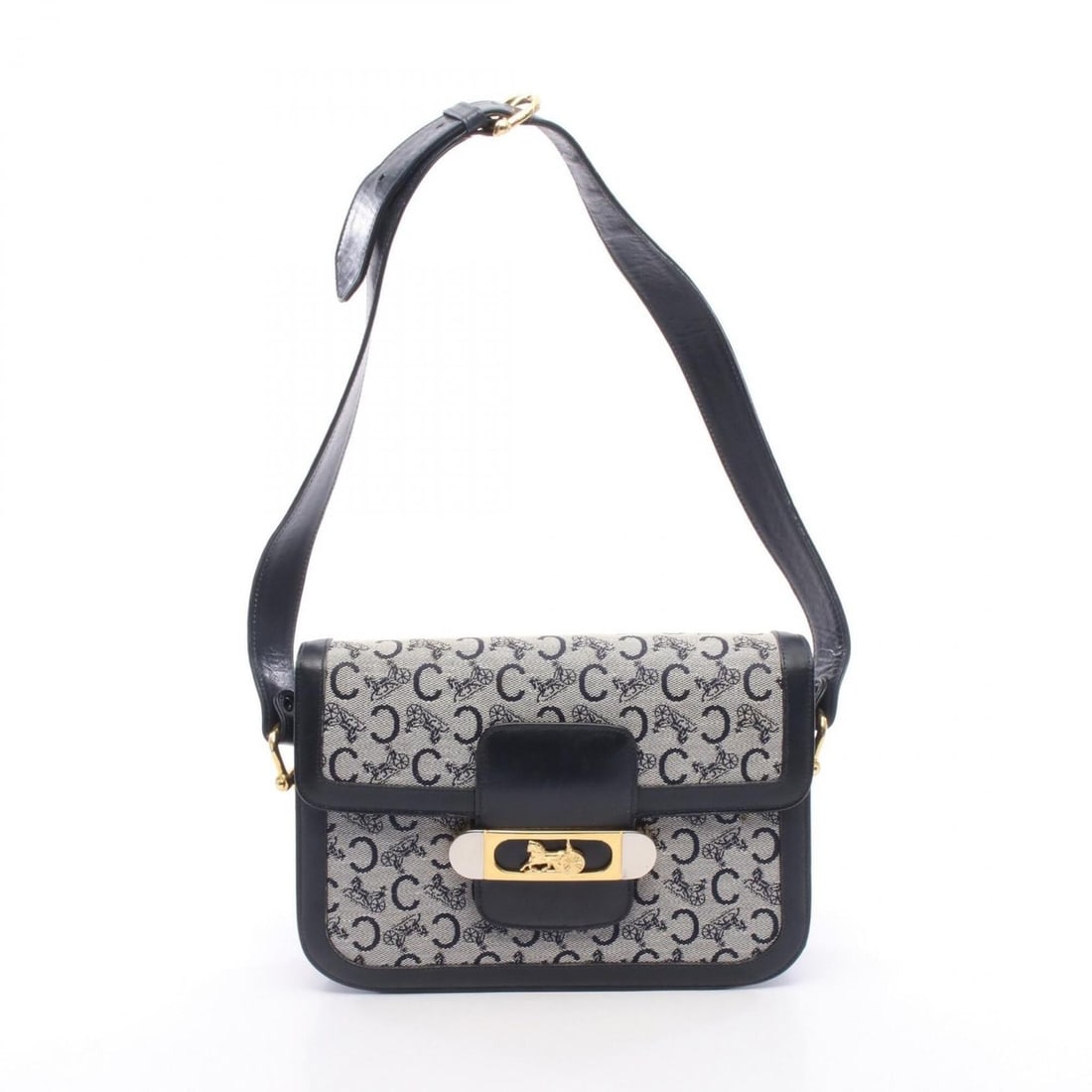 Celine C Macadam Carriage Hardware Shoulder Bag Handbag Canvas Leather Women's Gray/Navy: --- Catalog ---Category: SizeSize (HxWxD): 18cm x 25cm x 5cm / 7.08'' x 9.84'' x 1.96''Category: DesignType: Handbag, Shoulder bagColor: Gray, NavyGender: WomenMaterial: Canvas , Leather Category: Gen