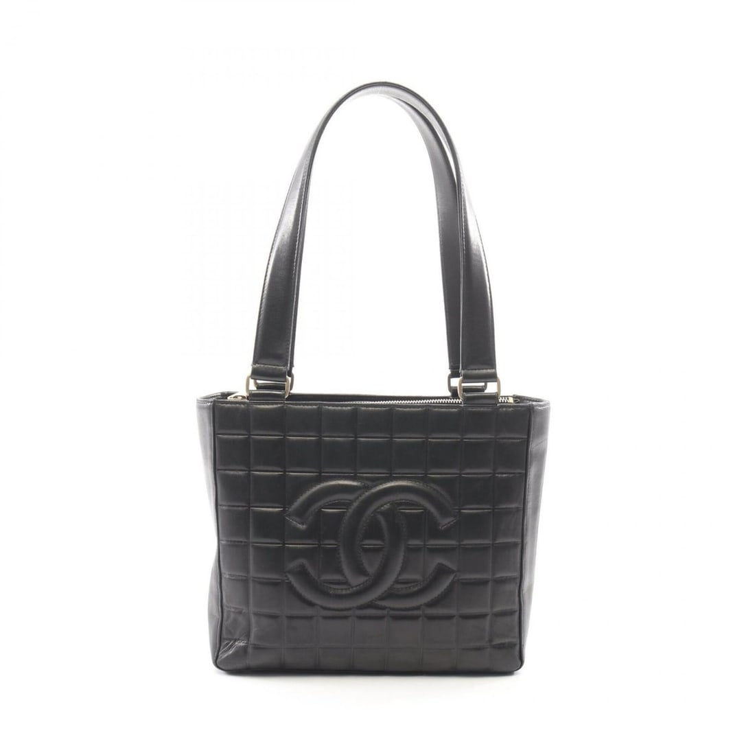 Chanel Chocolate Bar Tote Bag/Handbag, Lambskin Leather, Women's, Black: --- Catalog ---Category: SizeSize (HxWxD): 21cm x 24cm x 8cm / 8.26'' x 9.44'' x 3.14''Category: DesignType: Handbag, Tote bagColor: BlackGender: WomenMaterial: Leather Leather/Fur Type: LambskinCateg