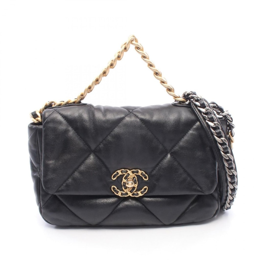 Chanel 19 Dixneuf Matelassé Shoulder Bag Handbag Leather Women's Black AS1160: --- Catalog ---Category: SizeSize (HxWxD): 17cm x 25cm x 8cm / 6.69'' x 9.84'' x 3.14''Category: DesignType: Handbag, Shoulder bagColor: BlackGender: WomenMaterial: Leather Category: GeneralMPN: AS116