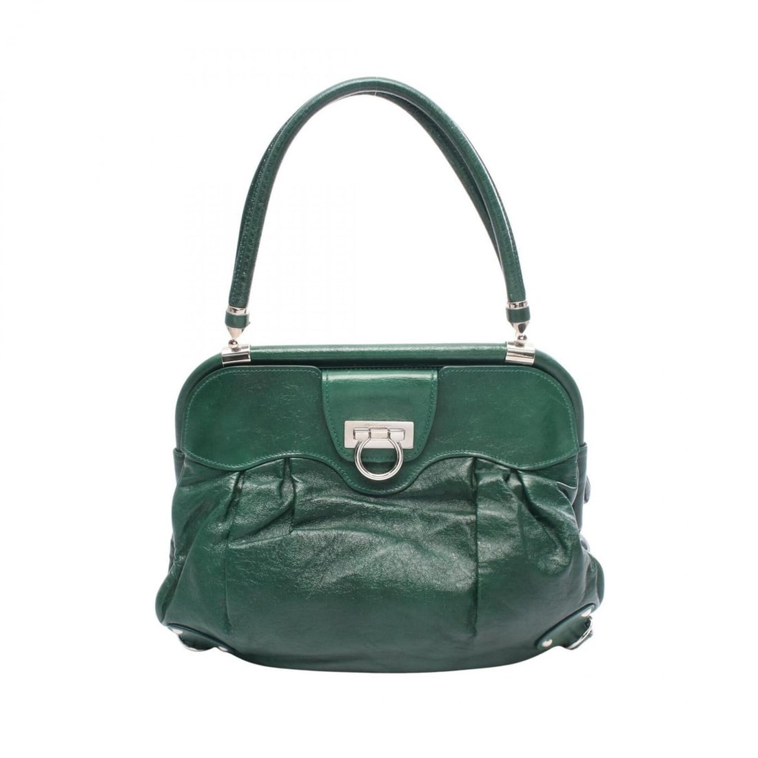 Salvatore Ferragamo Gancini Shoulder Bag/Handbag, Leather, Women's, Green, FZ 21 A305
