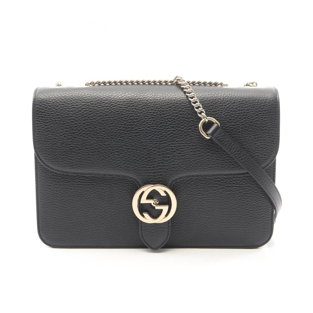 Gucci Interlocking G Shoulder Bag Handbag Leather Women's Black 510303