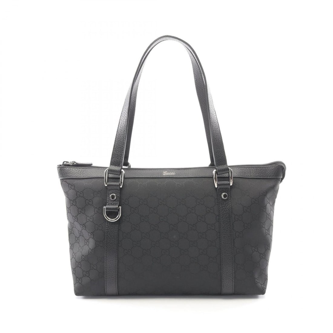 Gucci Abbey GG Pattern Tote Bag Handbag Nylon Leather Women's Black 268640 (1 of 10)