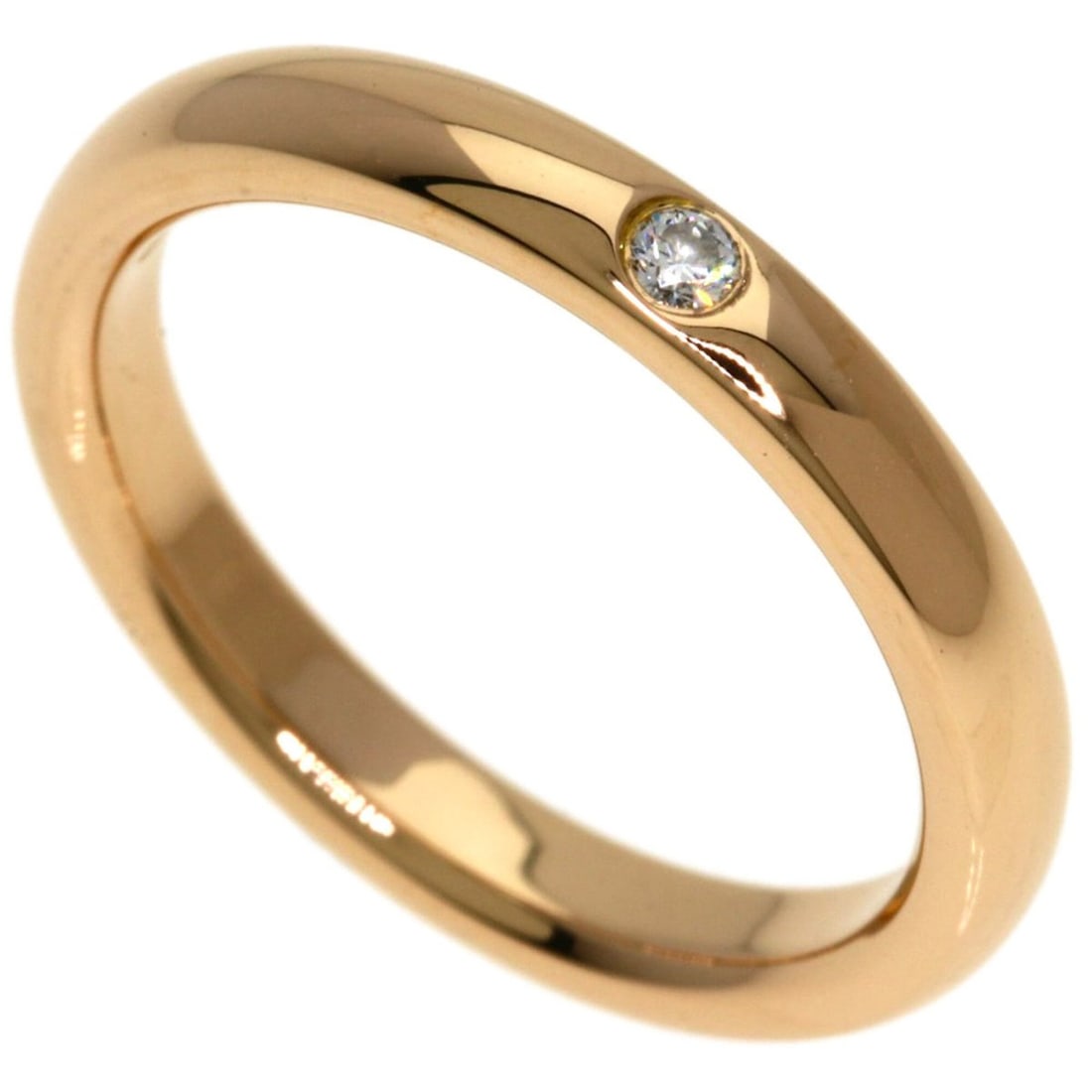 Tiffany & Co. Stacking Band 1P Diamond Ring, 18K Pink Gold, Women's.: --- Catalog ---Category: SizeWidth: 2.6mm / 0.1''Weight: 3.4g / 0.11oz.JP Size: 7.5US Size: 4Category: DesignType: Band ringStone: DiamondGender: WomenMaterial: Pink gold (18K)Category: GeneralLine: S