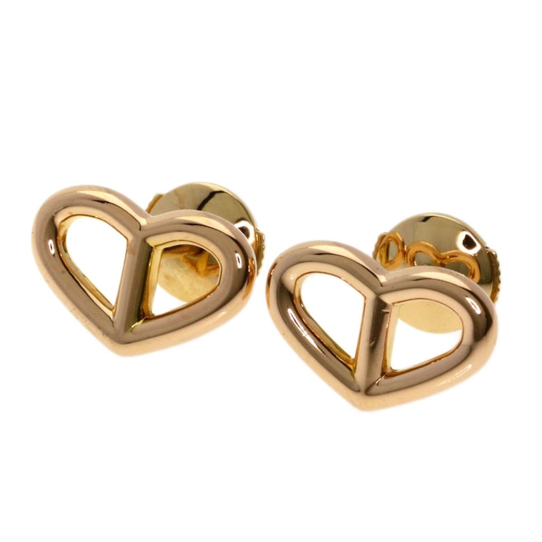 Hermes Chaine d'Ancre Heart Earrings, 18K Pink Gold, Women's