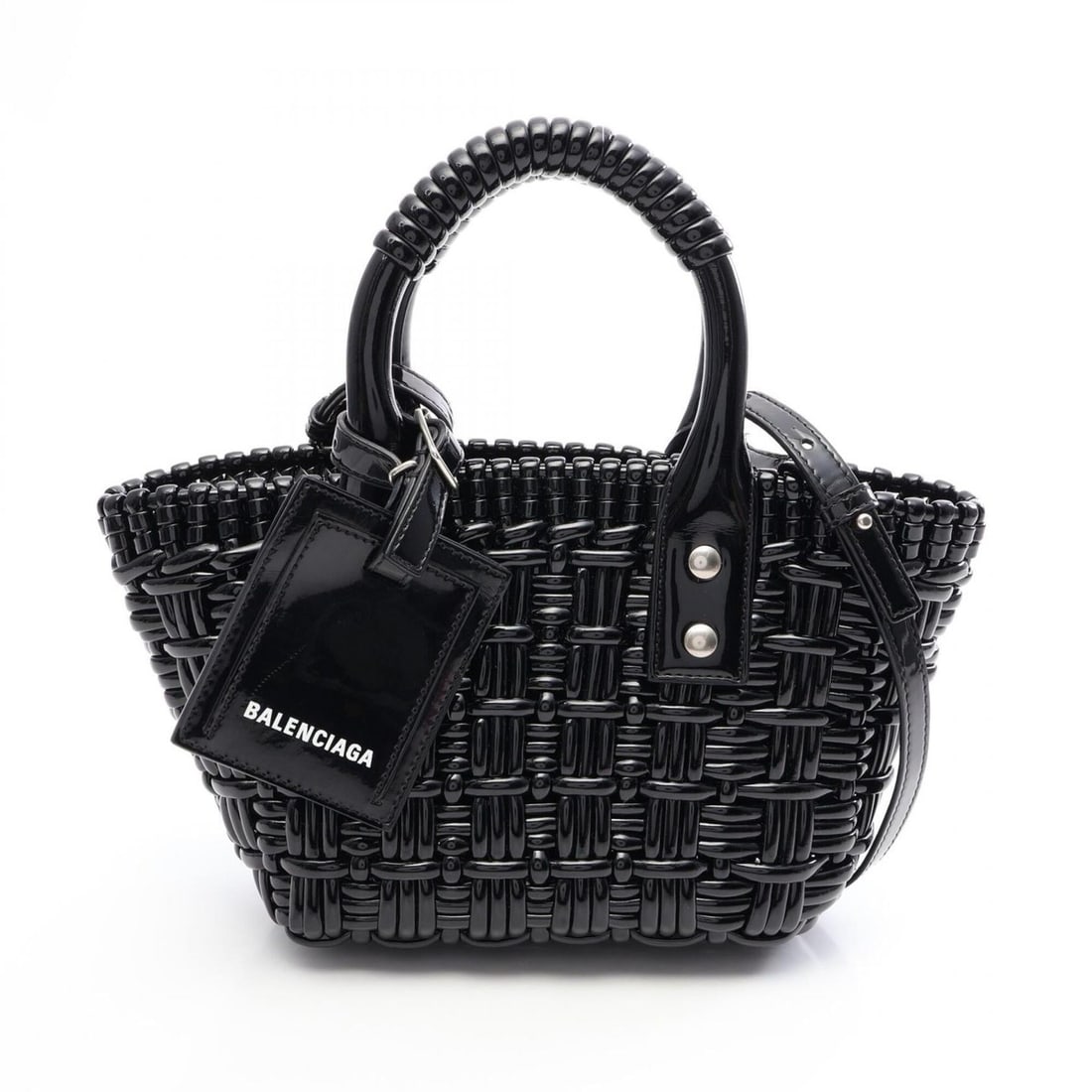 Balenciaga BISTRO XXS 2-Way Handbag, Enamel, Women's, Black, 678028: --- Catalog ---Category: SizeSize (HxWxD): 13cm x 15cm x 9cm / 5.11'' x 5.9'' x 3.54''Category: DesignType: HandbagColor: BlackGender: WomenMaterial: Leather Leather/Fur Type: Enamel LeatherCategory: 
