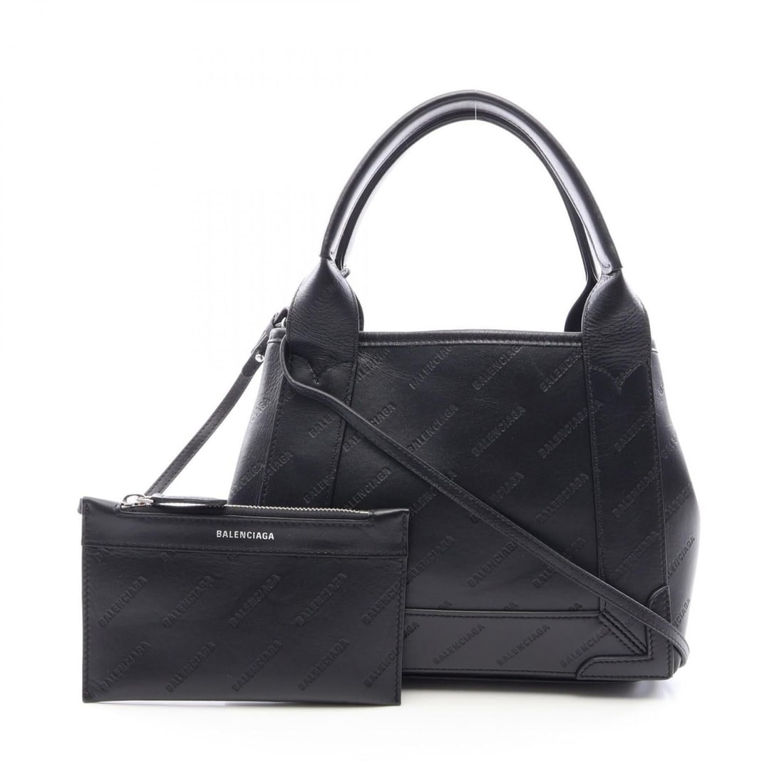 Balenciaga Navy Cabas XS 2-Way Handbag, Leather, Women's, Black (Item No. 339933): --- Catalog ---Category: SizeSize (HxWxD): 20cm x 25cm x 7cm / 7.87'' x 9.84'' x 2.75''Category: DesignType: Handbag, PouchColor: BlackGender: WomenMaterial: Leather Category: GeneralMPN: 339933Brand: