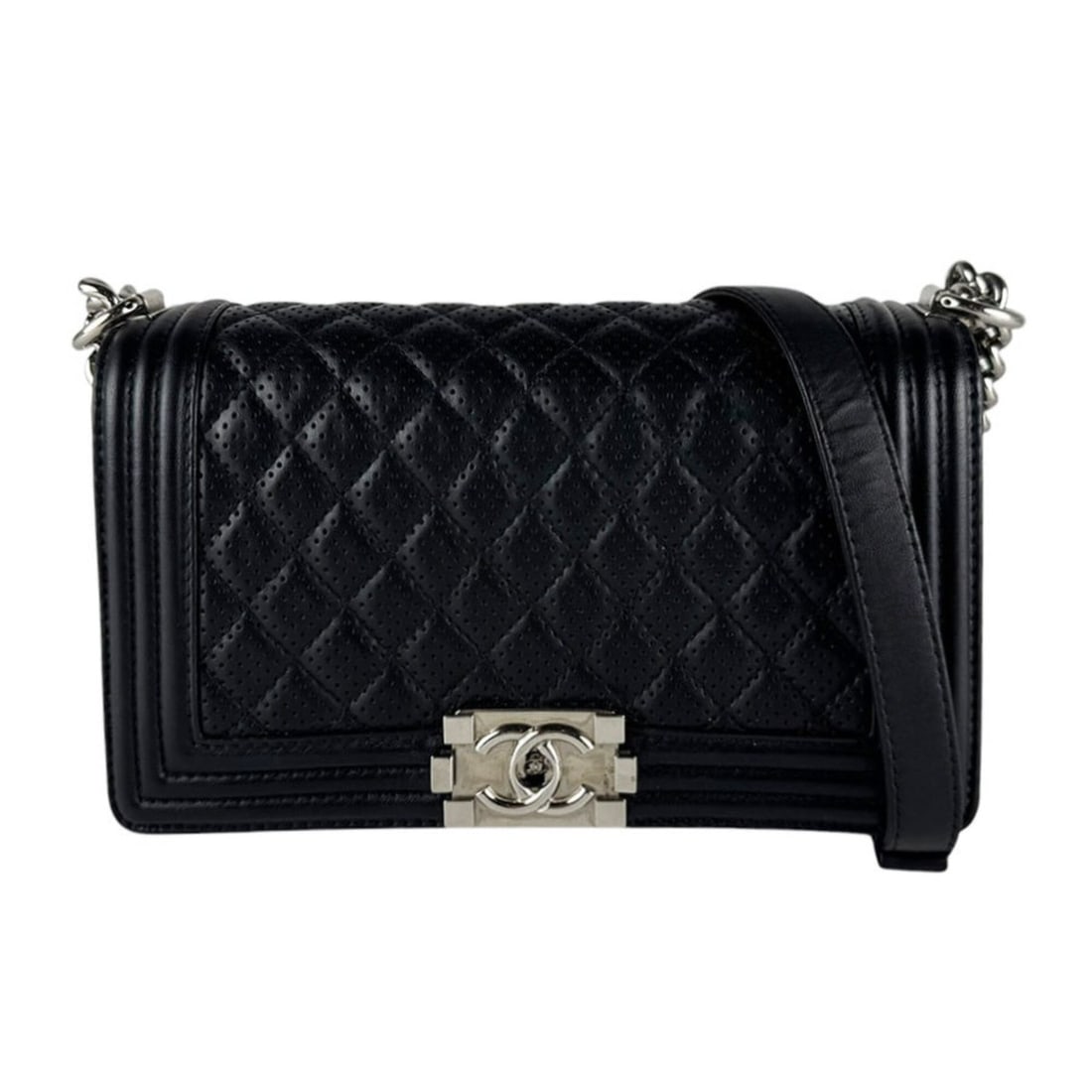 Chanel Boy Shoulder Bag, Leather, Metal, Black, Silver, Women's, z10636: --- Catalog ---Category: SizeSize (HxWxD): 15cm x 25cm x 8cm / 5.9'' x 9.84'' x 3.14''Category: DesignType: Shoulder bagColor: BlackGender: WomenMaterial: Leather Category: GeneralBrand: ChanelCountry