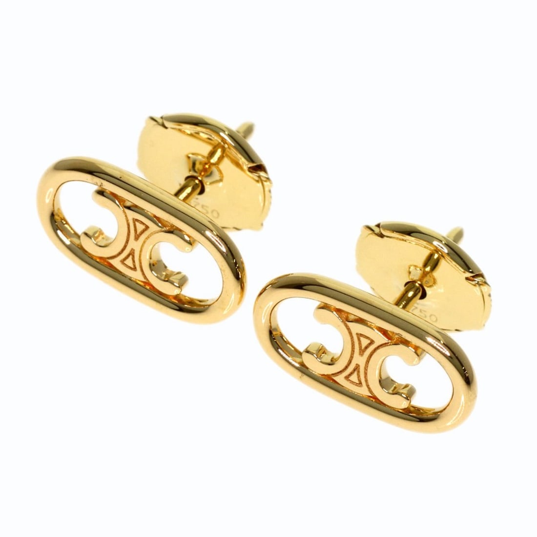 Celine Maillon Triomphe Stud Earrings, 18K Yellow Gold, Women's.