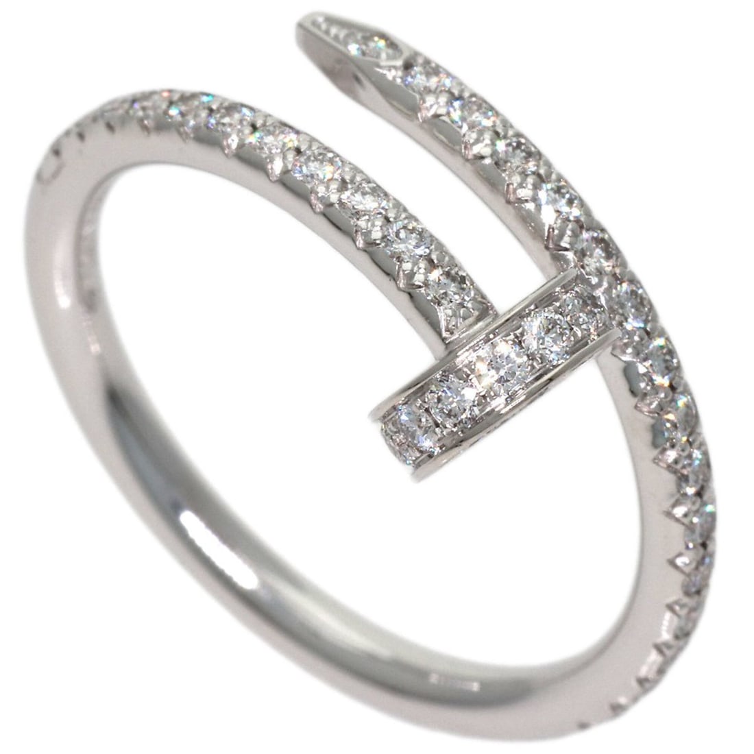 Cartier Juste un Clou SM Diamond Ring #47, 18K White Gold, Women's.: --- Catalog ---Category: SizeJP Size: 7US Size: 4Category: DesignType: Band ringGender: WomenMaterial: White gold (18K)Category: GeneralBrand: Cartier--- Item List ---Section: ConditionRanking: Rank A